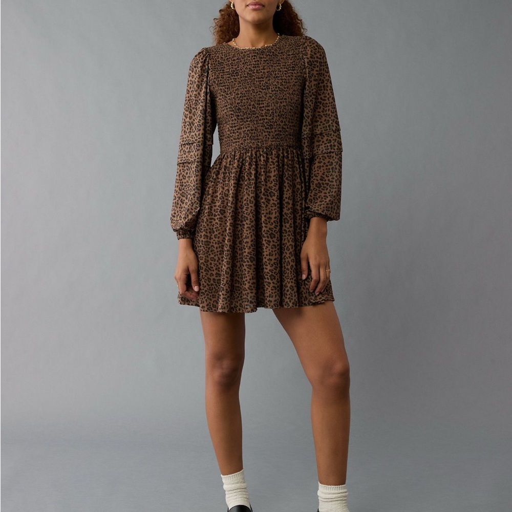Leopard Print Long Sleeve Dress